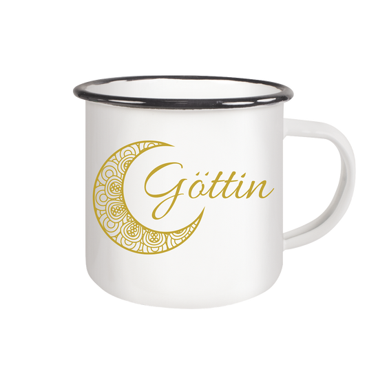 Emaille-Tasse „Goldener Mond – Göttin“ 🌙✨💛