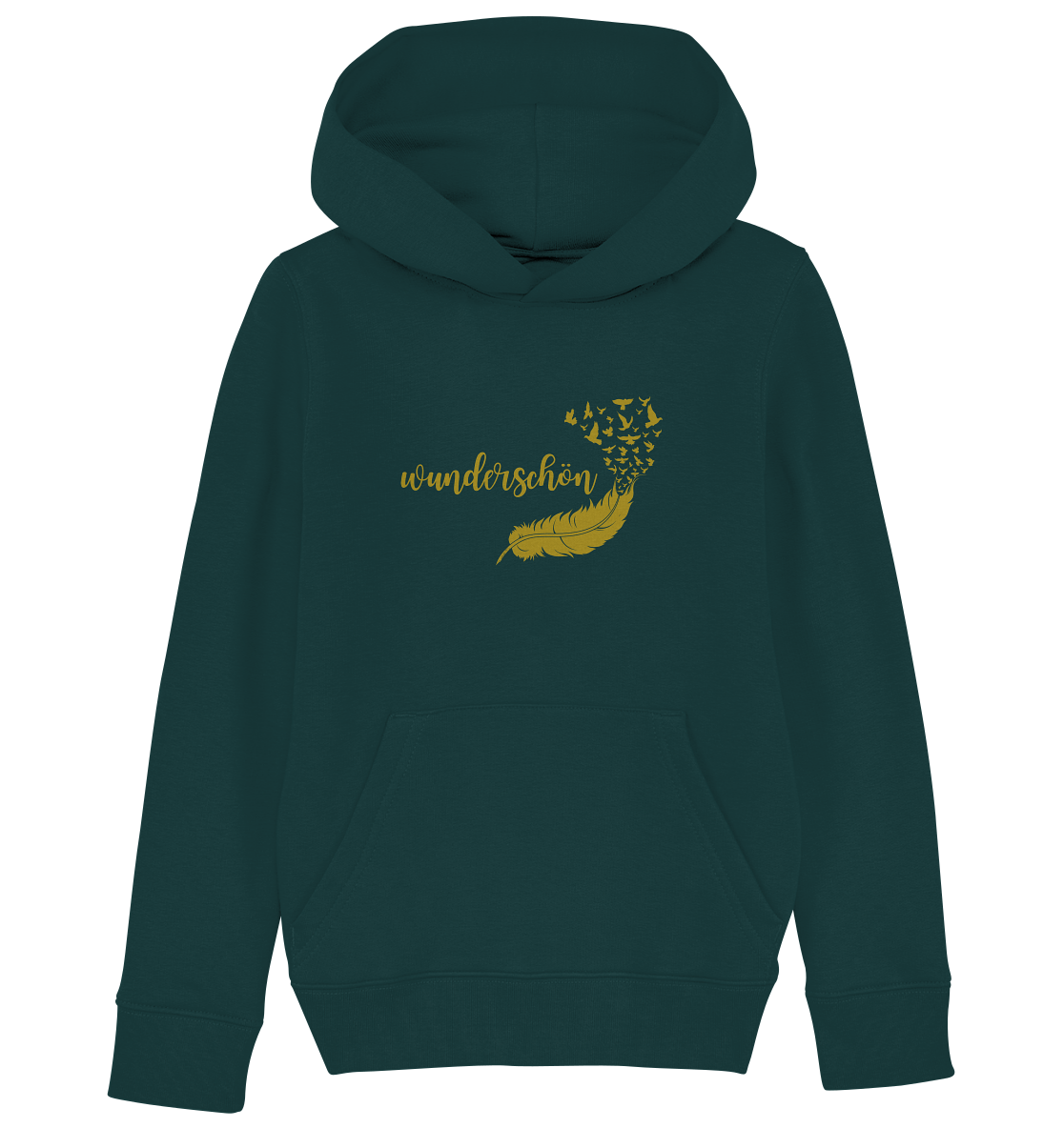 Kinder-Hoodie „Goldene Feder – Wunderschön“ ✨🪶🌟