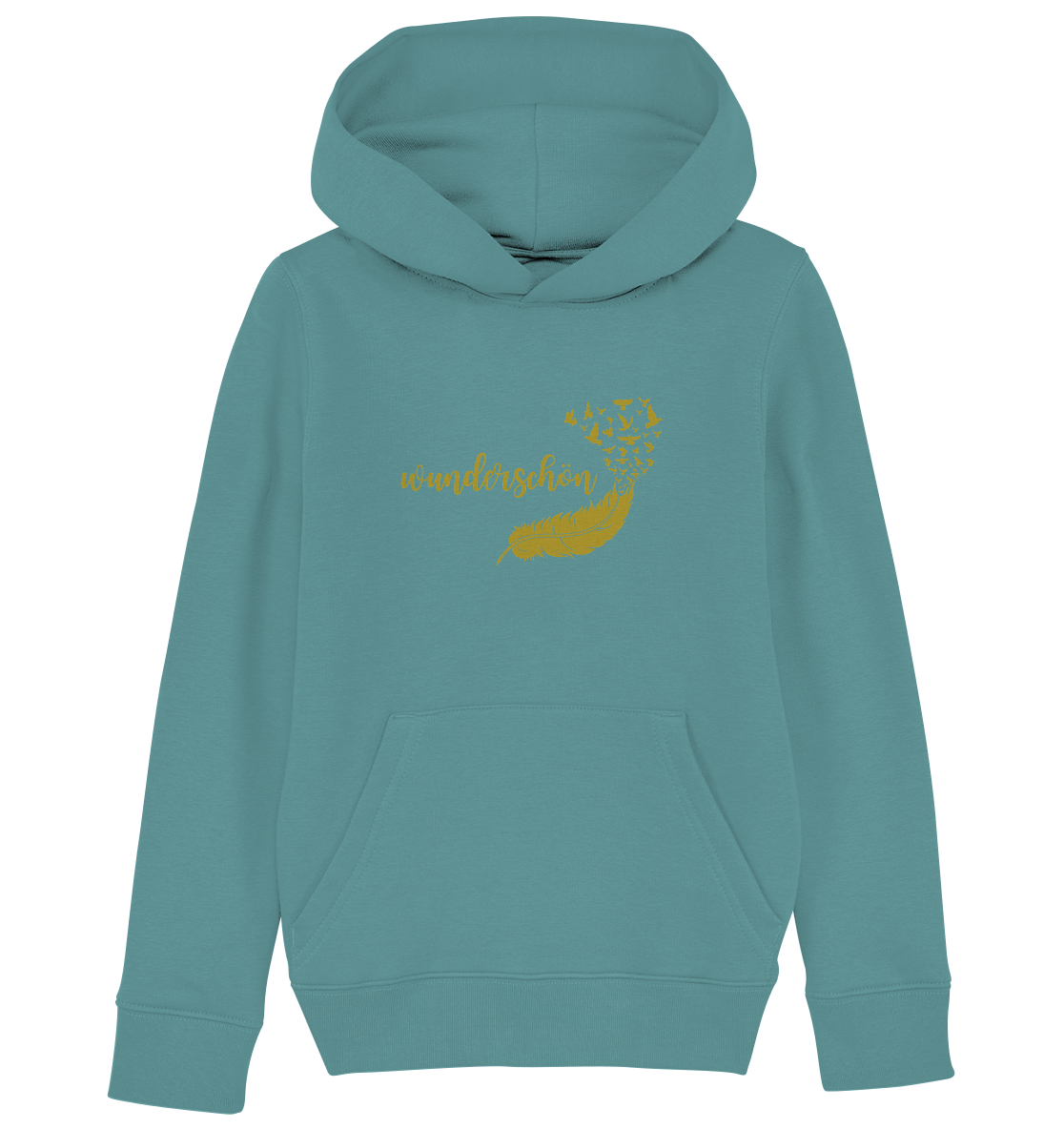 Kinder-Hoodie „Goldene Feder – Wunderschön“ ✨🪶🌟