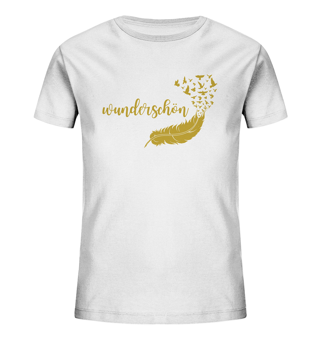 Kinder-T-Shirt „Goldene Feder“ – Wunderschön & Frei ✨🕊️💛