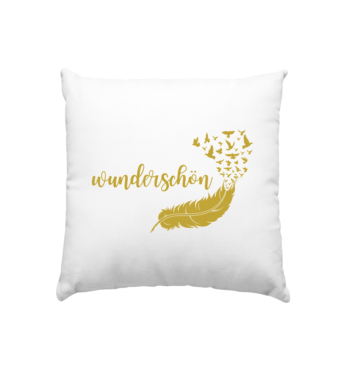 Kissen „Goldene Feder“ – Eleganz & Leichtigkeit ✨🕊️💛