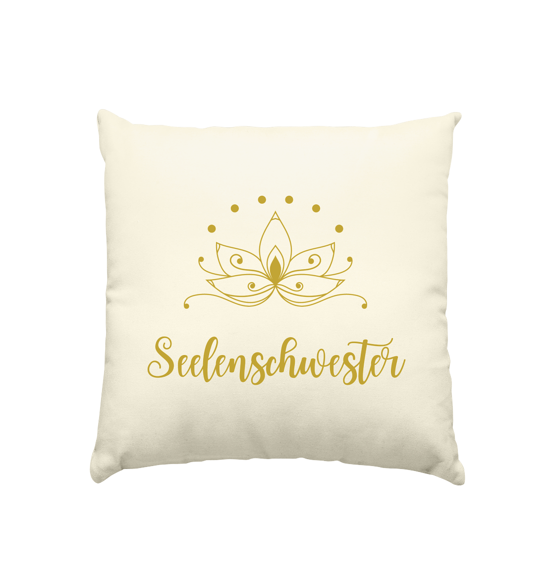 Kissen „Seelenschwester – Goldener Lotus“ 🌸💛