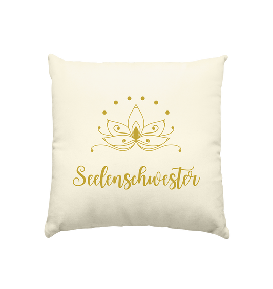 Kissen „Seelenschwester – Goldener Lotus“ 🌸💛