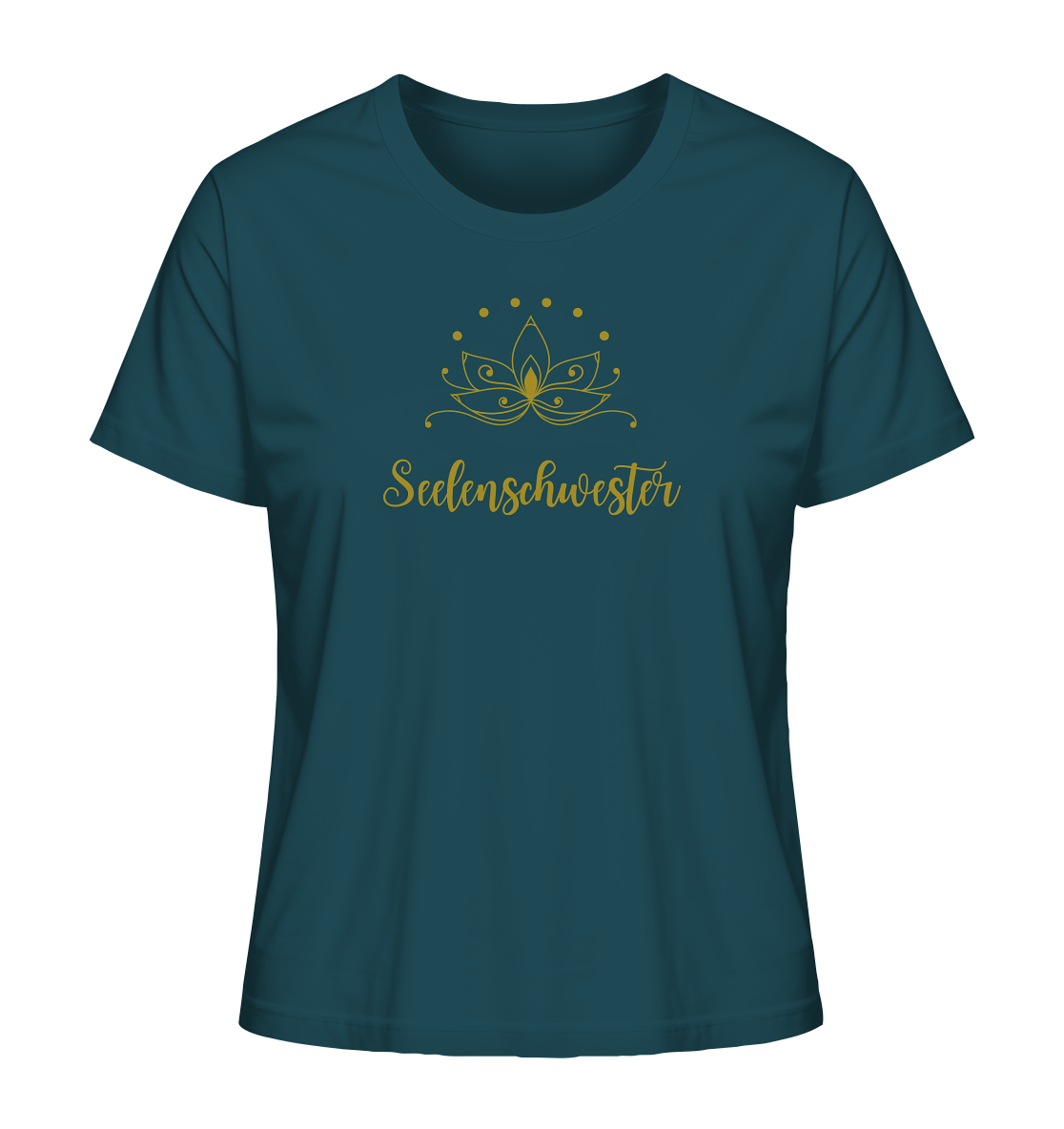 Seelenschwester T-Shirt – Bio-Baumwolle mit Gold-Lotus 🌸✨💛