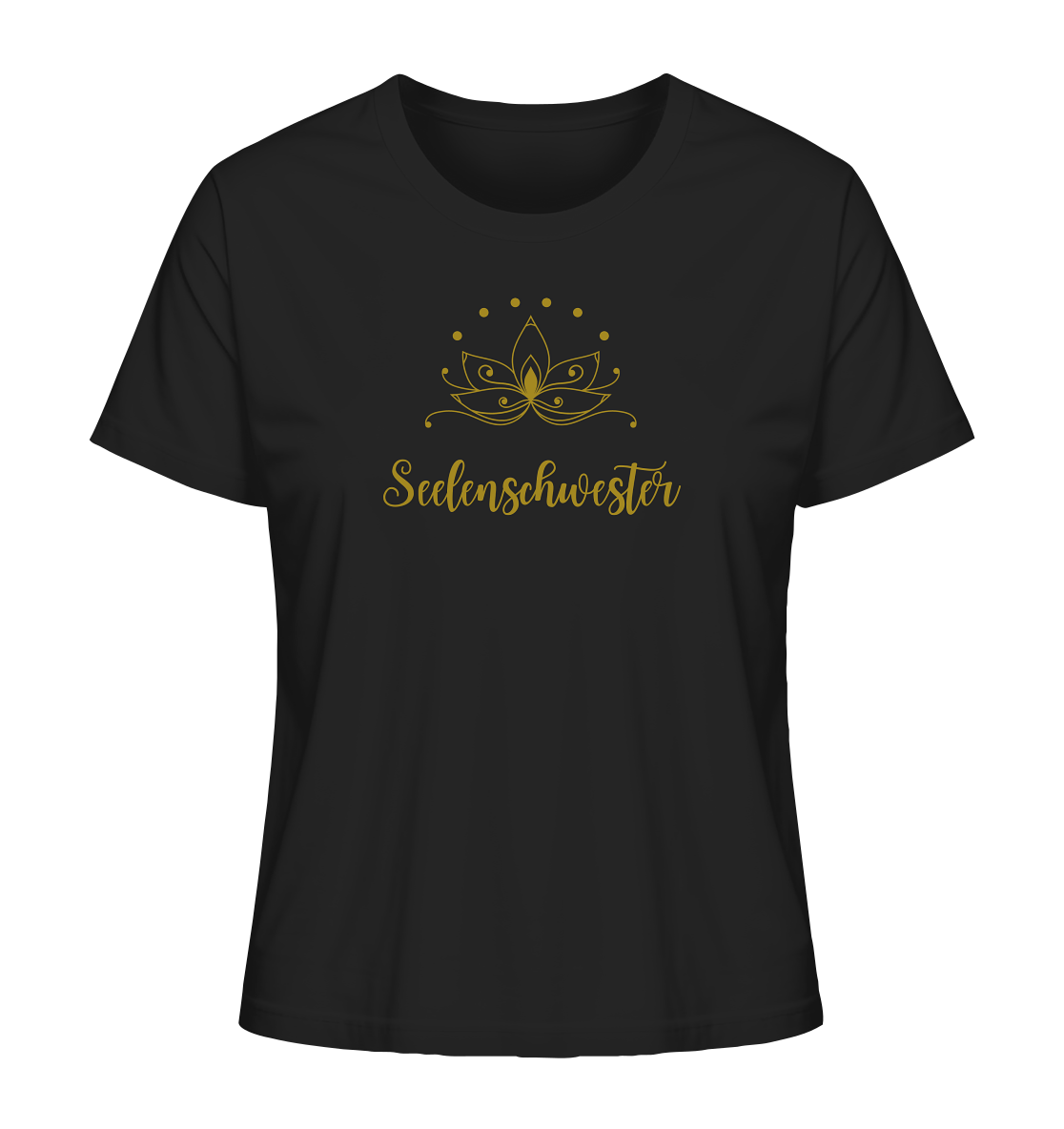 Seelenschwester T-Shirt – Bio-Baumwolle mit Gold-Lotus 🌸✨💛