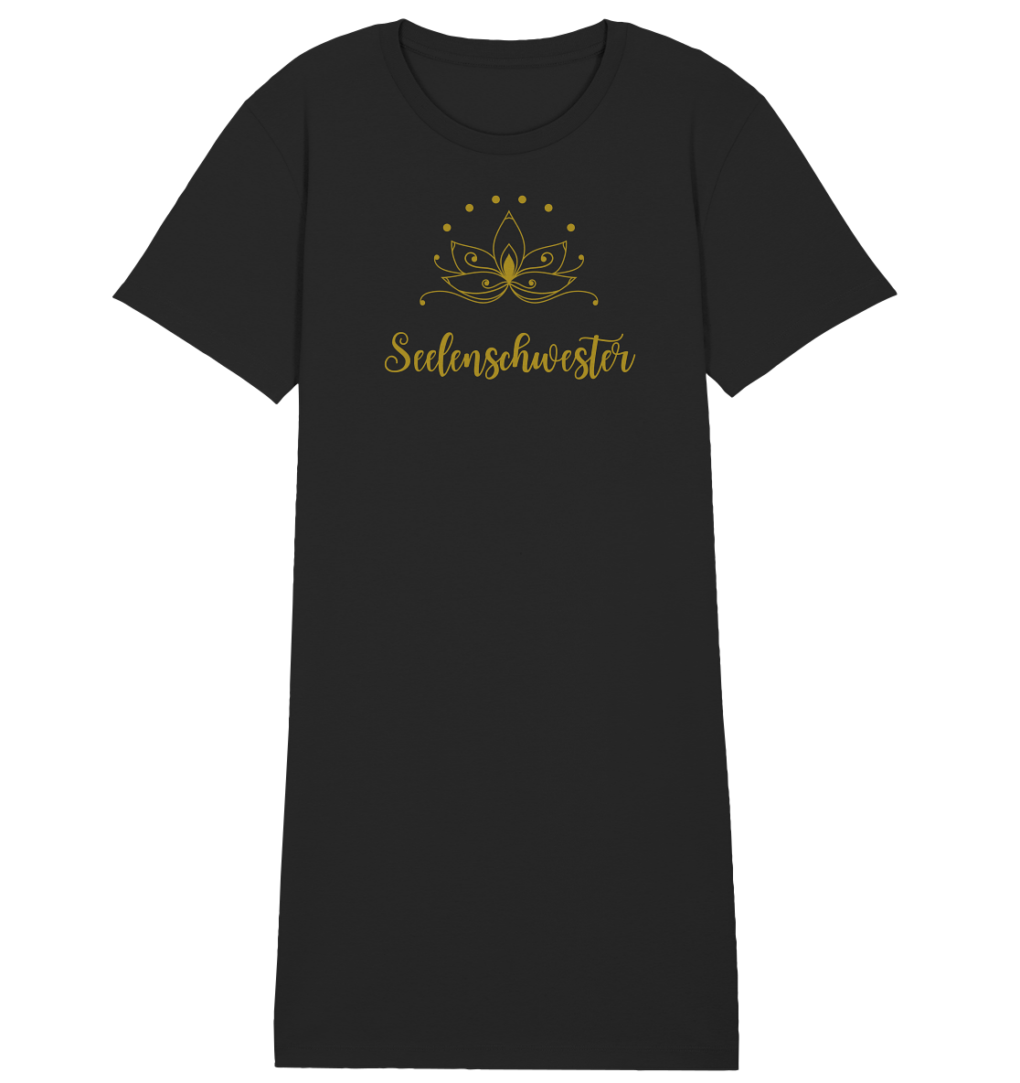 Seelenschwester Shirt-Kleid – Lotusgold & natürliche Eleganz ✨🌿💛