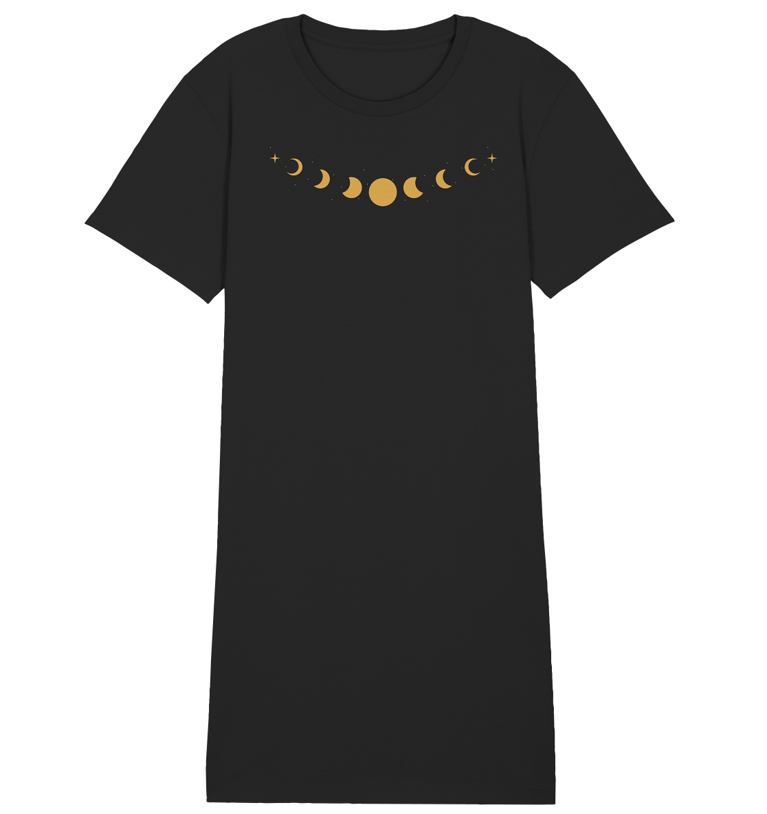 Goldene Mondphasen Organic T-Shirt-Kleid 🌙✨💛