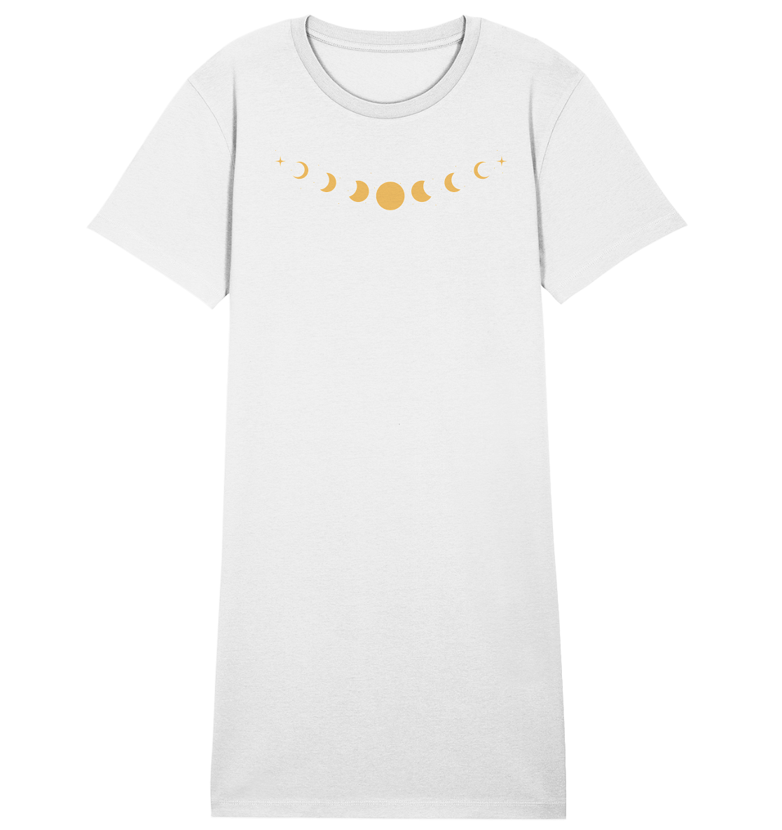 Goldene Mondphasen Organic T-Shirt-Kleid 🌙✨💛