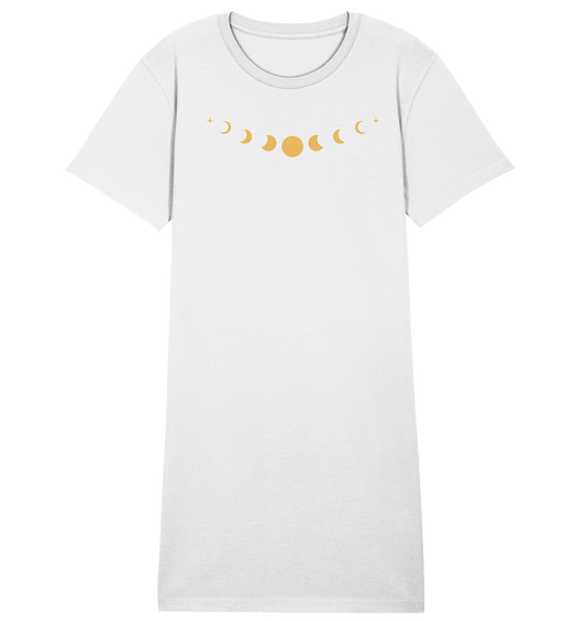 Goldene Mondphasen Organic T-Shirt-Kleid 🌙✨💛