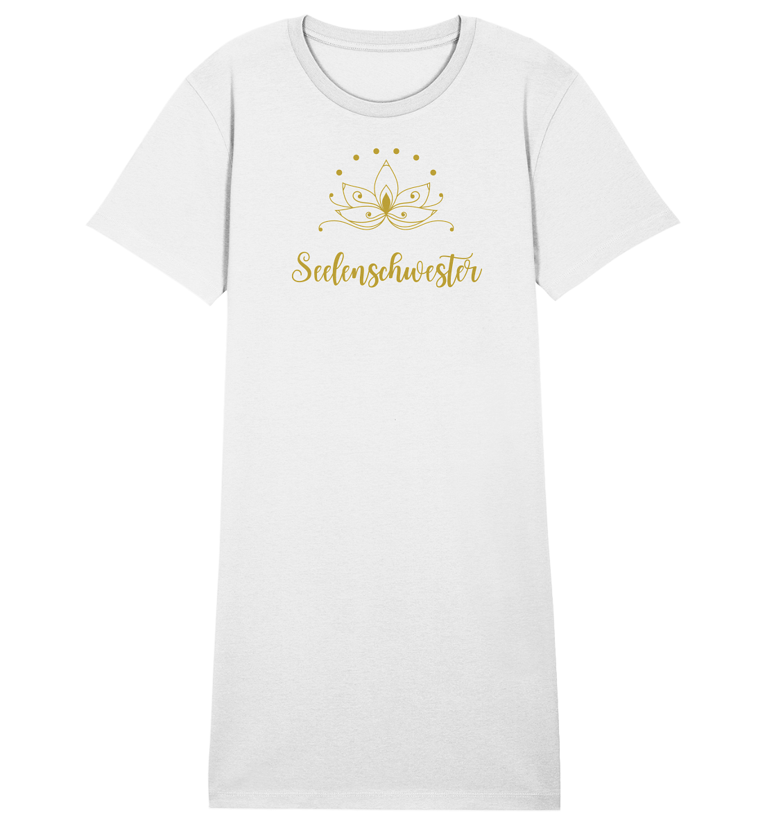 Seelenschwester Shirt-Kleid – Lotusgold & natürliche Eleganz ✨🌿💛