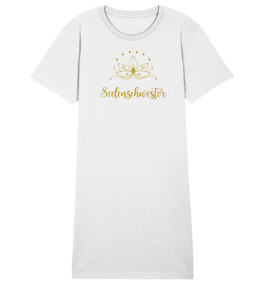 Seelenschwester Shirt-Kleid – Lotusgold & natürliche Eleganz ✨🌿💛