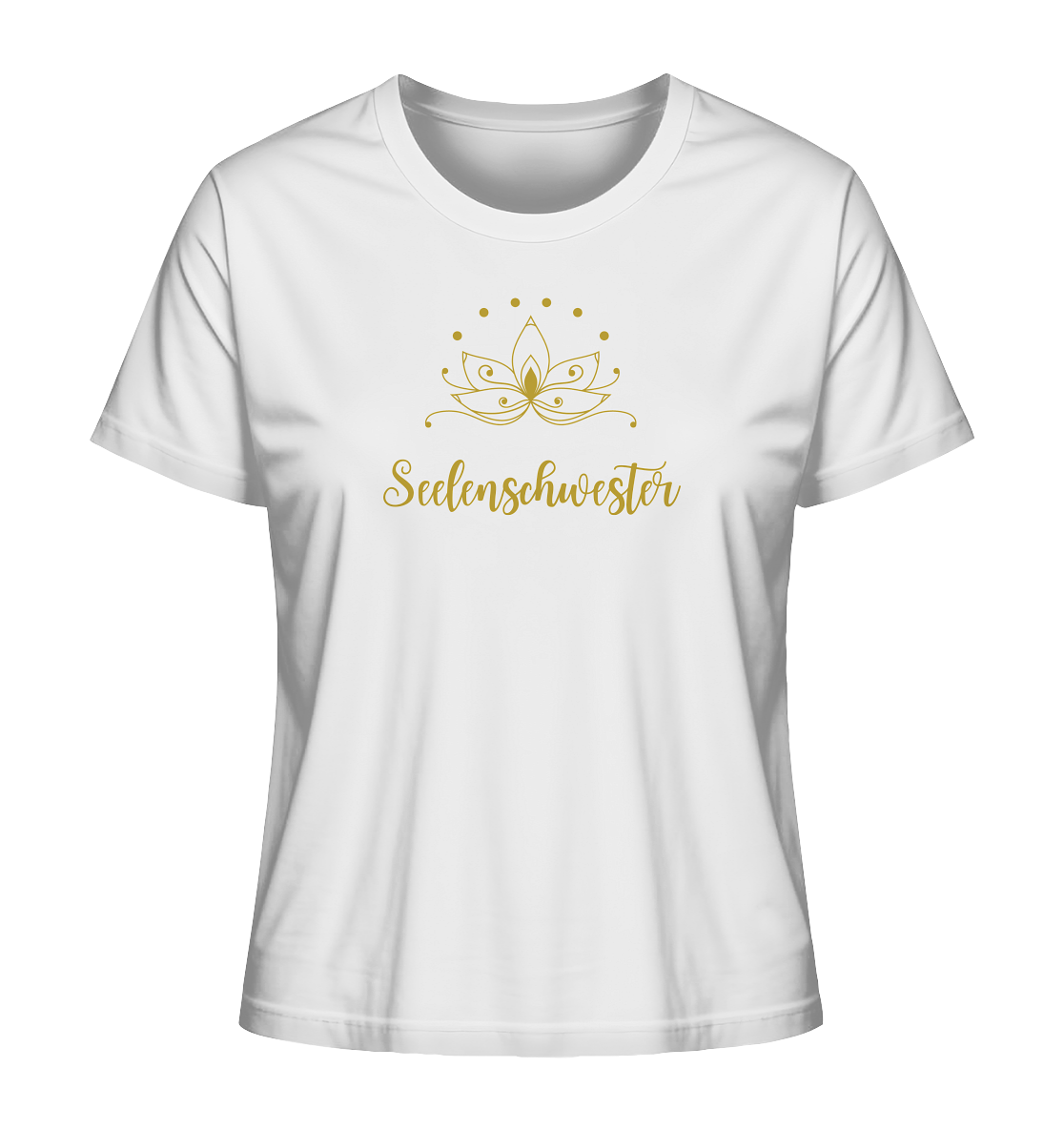 Seelenschwester T-Shirt – Bio-Baumwolle mit Gold-Lotus 🌸✨💛