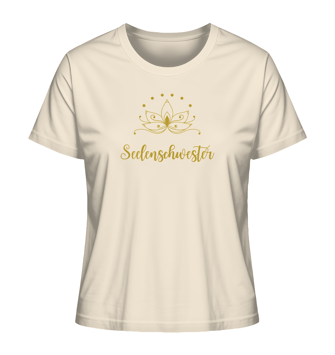 Seelenschwester T-Shirt – Bio-Baumwolle mit Gold-Lotus 🌸✨💛