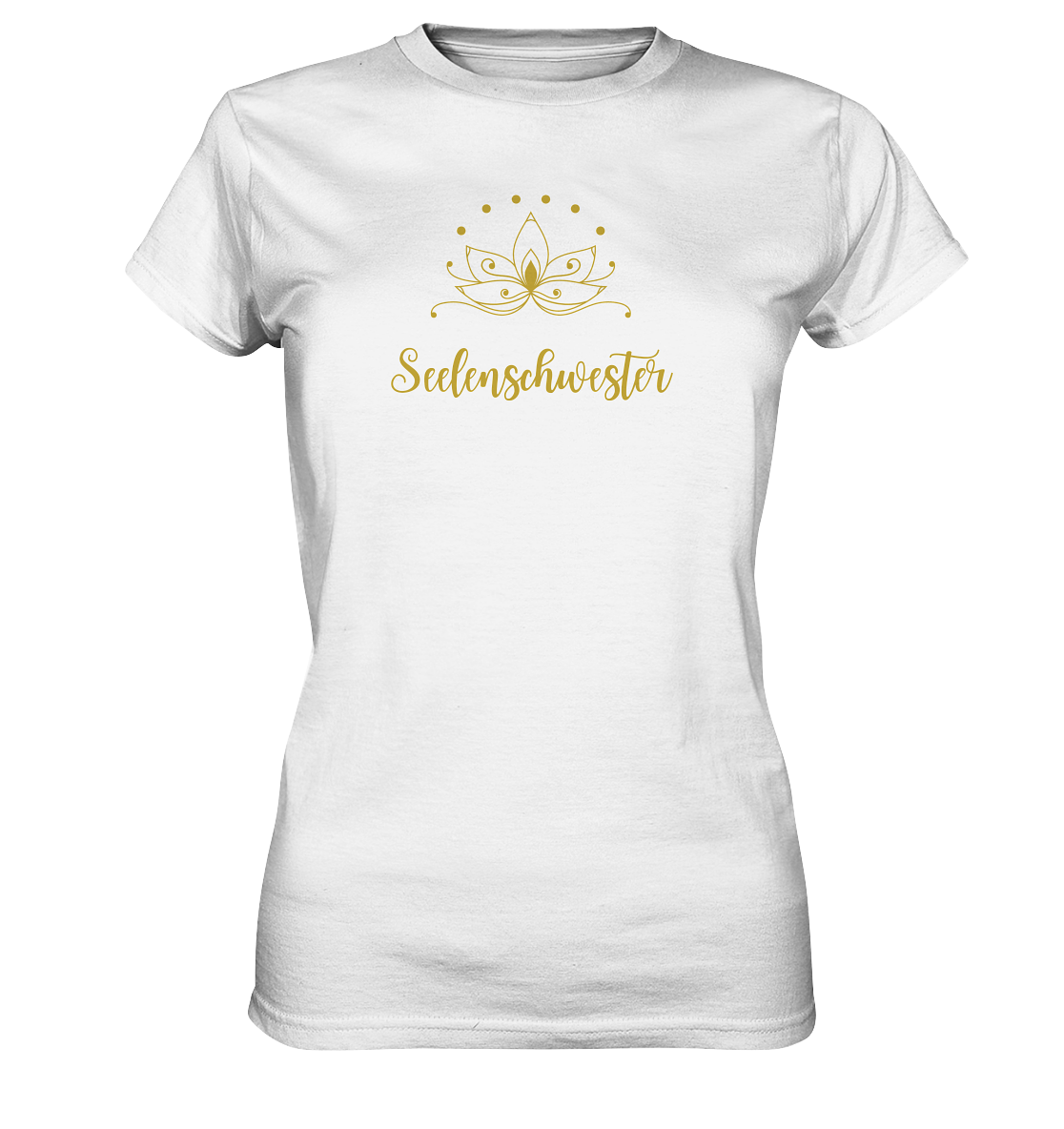 Seelenschwester T-Shirt – Bio-Baumwolle mit Gold-Lotus 🌸✨💛