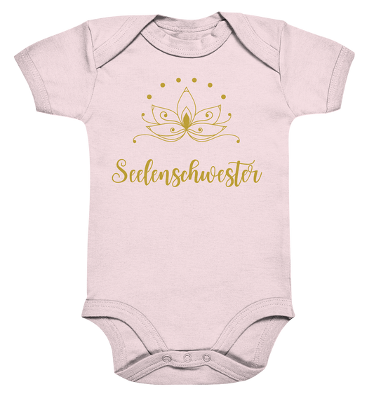 Seelenschwester Baby-Body – Lotus Gold (Bio-Baumwolle) 🌸💛