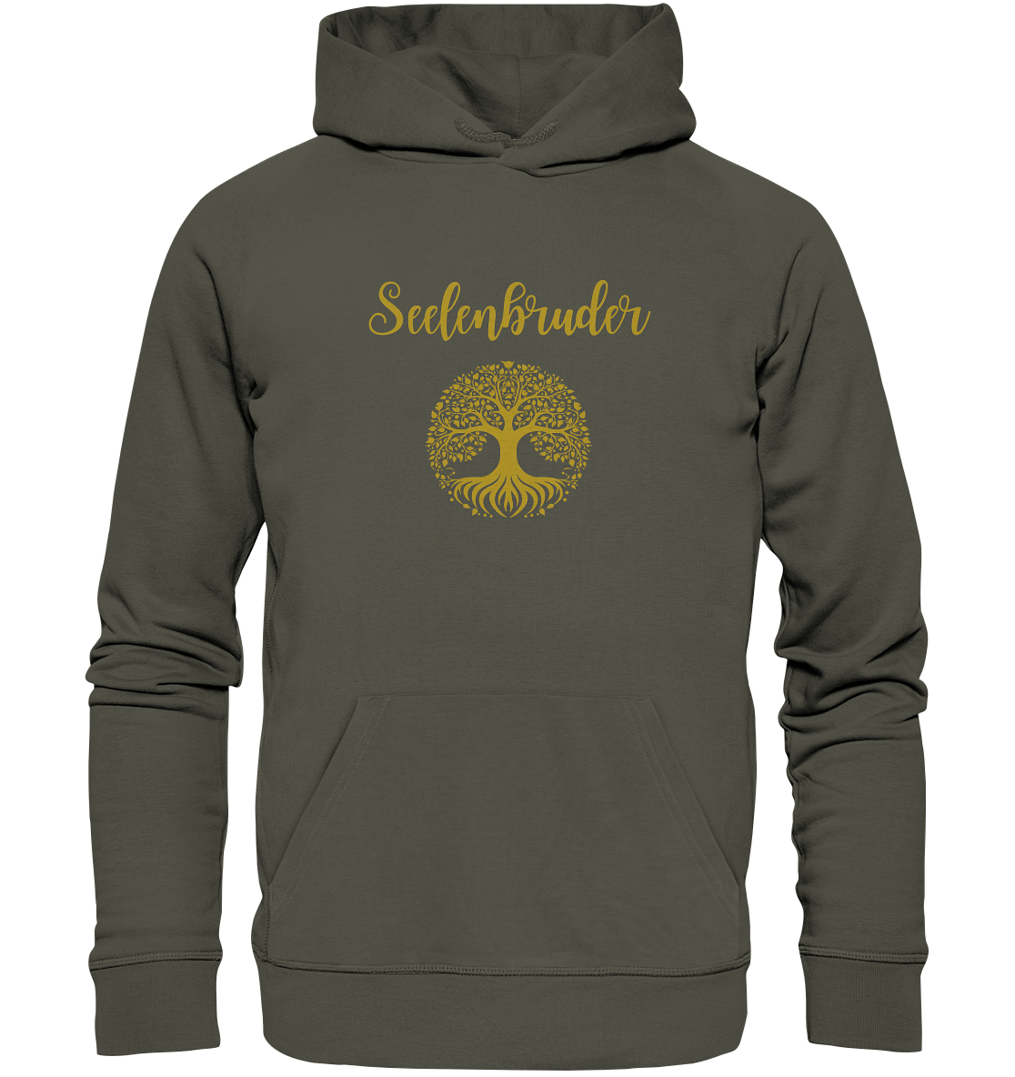 Seelenbruder Organic Hoodie – Yggdrasil Weltenbaum 🌳✨💛