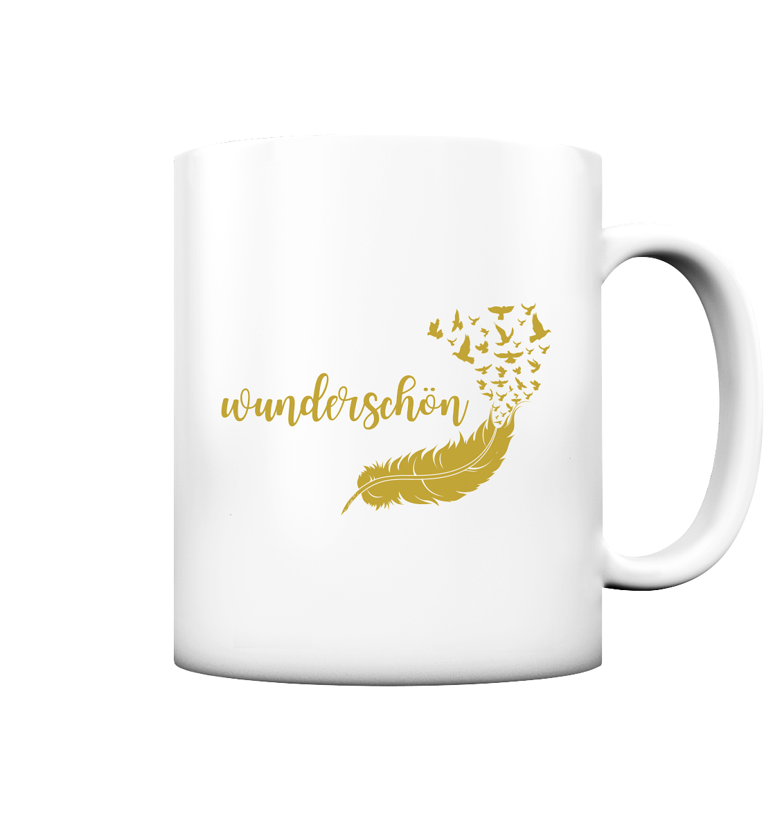 Tasse „Du bist wunderschön“ – Goldene Feder ✨🕊️💛