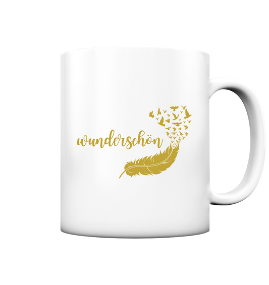 Tasse „Du bist wunderschön“ – Goldene Feder ✨🕊️💛