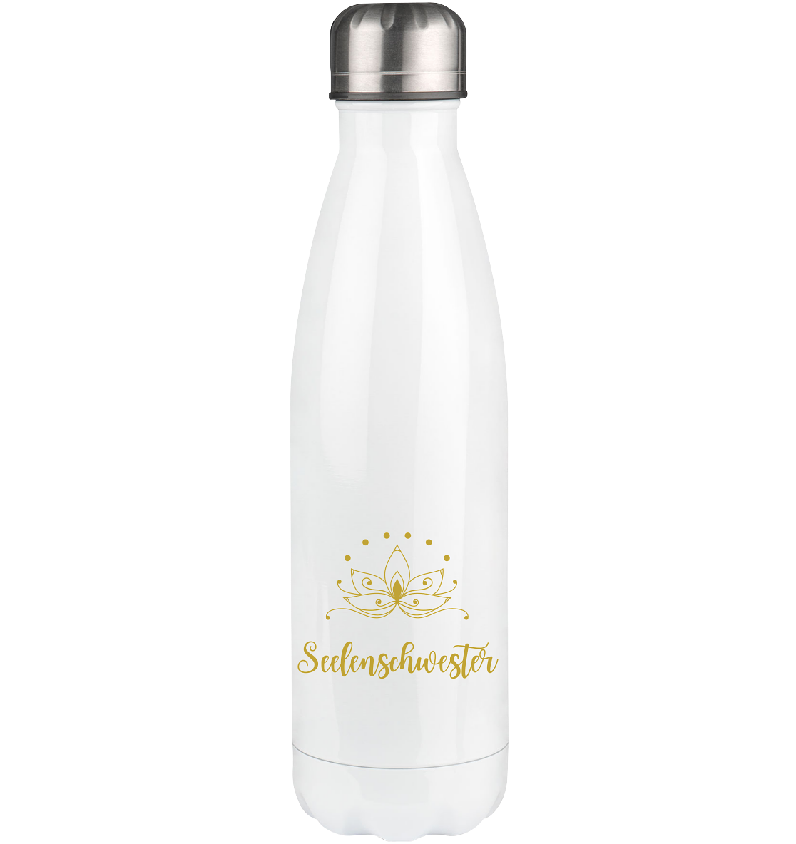 Seelenschwester Edelstahl Thermosflasche – Goldener Lotus ✨🌸💛