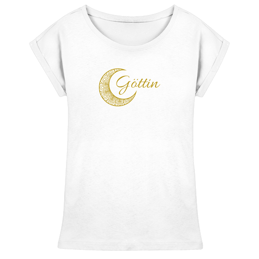 Frauen-T-Shirt „Du bist eine Göttin – Goldener Mond“ 🌙✨💛